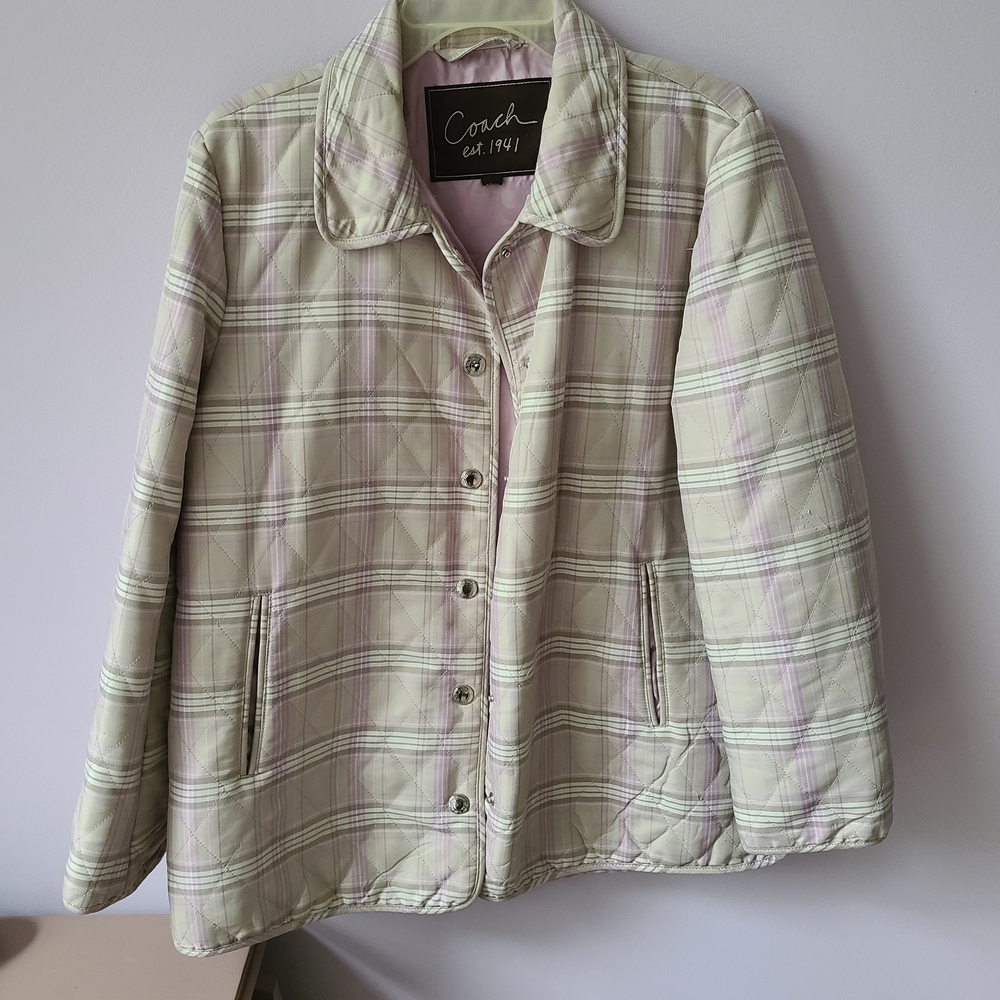 Coach Women's Plaid Jacket - Tan & Lavender